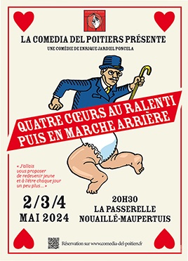 Affiche pièce Quatre coeurs au ralenti puis en marche arrière - 2024